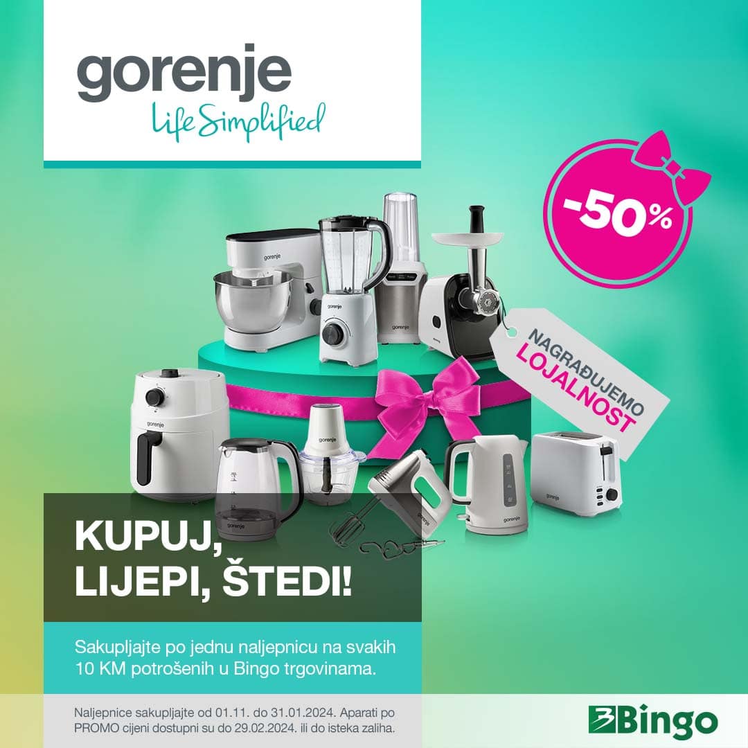 Bingo i Gorenje program lojalnosti traje do 31.01.2024 Nagradne igre